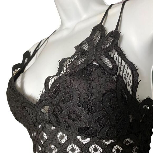 Black Lace Strappy Bra / Camisole New Size L - Picture 3 of 8